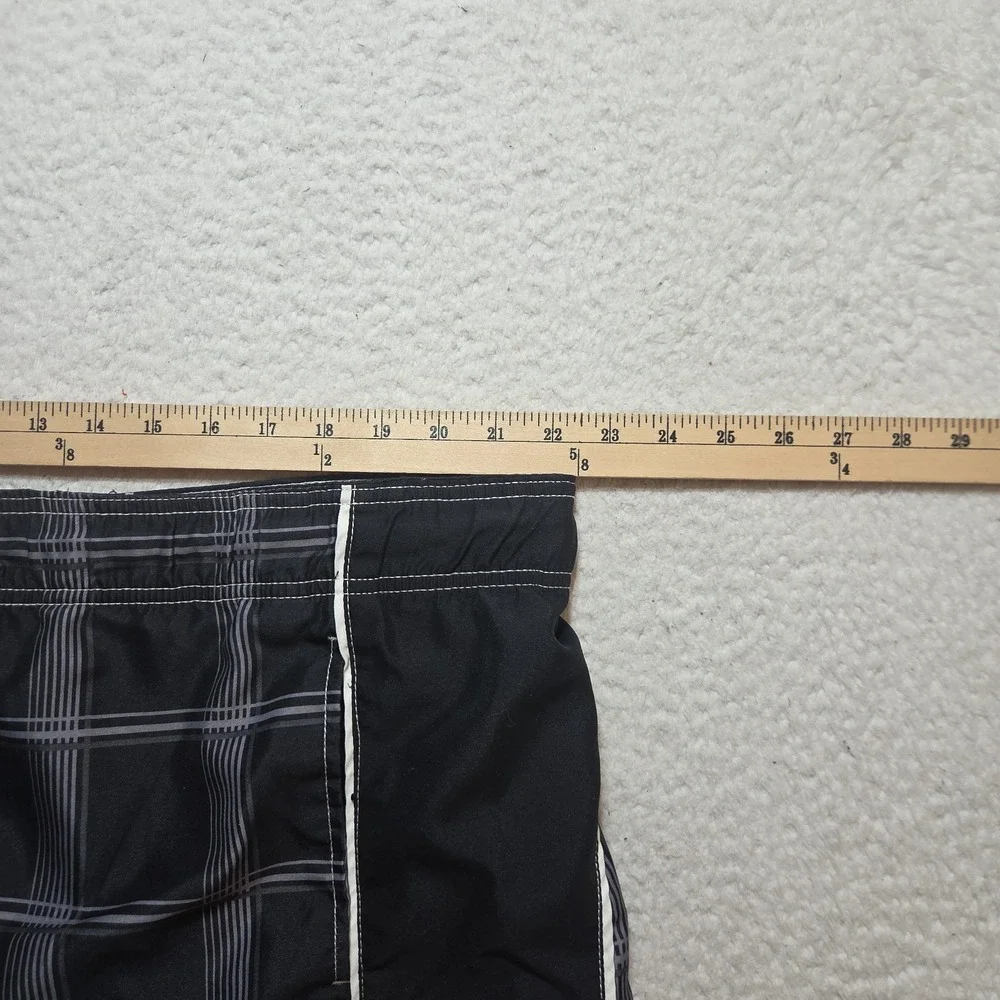 OP (Ocean Pacific) Men's Blac Plaid Board Shorts/Swim Trunks Size 44 Y2K